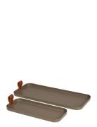 House Nordic Tove - Tray, Steel, Brown, Set Of 2 Brun