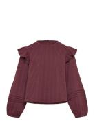 Mango Blouse With Pleat Detail Burgundy