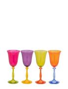 Anna + Nina Multicoloured Wine Glass Set Of 4 Multi/patterned