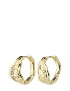 Pilgrim Pia Organic Shape Crystal Hoop Earrings Gold-Plated Guld