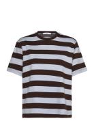 Mango Striped Short-Sleeved T-Shirt Brun