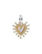 Pandora Heart Sterling Silver And 14K Gold-Plated Double Dangle With C...