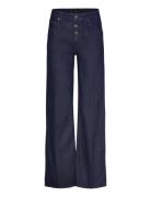 Mango Low-Rise Straight-Leg Jeans With Buttons Marinblå