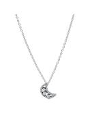 Pandora Moon Sterling Silver Pendant Necklace With Clear Cubic Zirconi...
