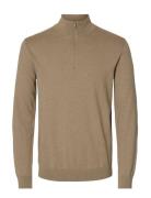 Selected Slhberg Half Zip Cardigan Noos Beige