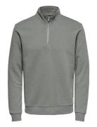ONLY & SONS Onsceres Half Zip Sweat Noos Grå