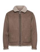 Mango Double Face Jacket With Sheepskin Details Brun