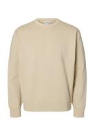 Selected Slhrelaxluke Ls Sweat Crew Neck Noos Beige