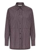 ONLY Onlfenna L/S Over Check Shirt Wvn Burgundy