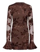 ROTATE Birger Christensen Flower Mesh Mini Dress Brun