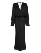 ROTATE Birger Christensen Chiffon Ls Maxi Dress Svart
