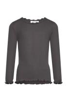 Rosemunde Kids Rkbalta Modal Ls Lace T-Shirt Grå