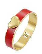 Bud To Rose Heart Enamel Bracelet Red/Gold Röd