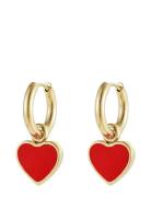 Bud To Rose Noble Heart Earring Black/Gold Guld