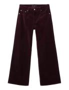 Mango Wide-Leg Velvet Jeans Burgundy