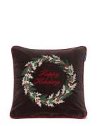 Lexington Home Holly Wrath Embroidered Cotton Velvet Pillow Cover Brun
