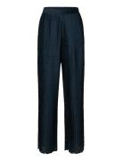 Selected Slfelma Hw Wide Plisse Pant B Marinblå