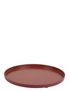 Present Time Tray Servir Round Small Burgundy