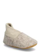 En Fant Wool Slippers W. Rib Beige
