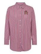 Lauren Women Relaxed Fit Striped Broadcloth Shirt Röd