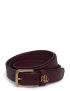 Lauren Ralph Lauren Logo-Keeper Leather Skinny Belt Burgundy